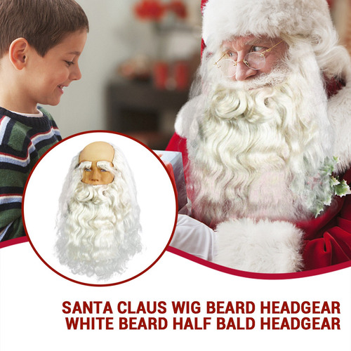 Peluca De Papá Noel Y Barba Combinación De Santa Claus Headg