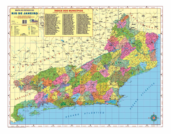 Mapa Do Estado Do Rio De Janeiro 1cm X 90cm Gigante Parcelamento Sem Juros