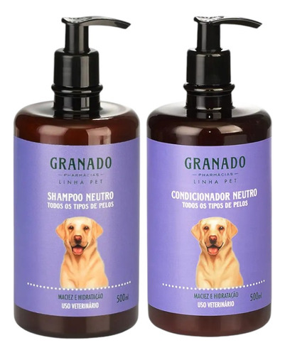 Shampoo Neutro Granado Pet Para Todo Os Tipos De Pelos 500ml