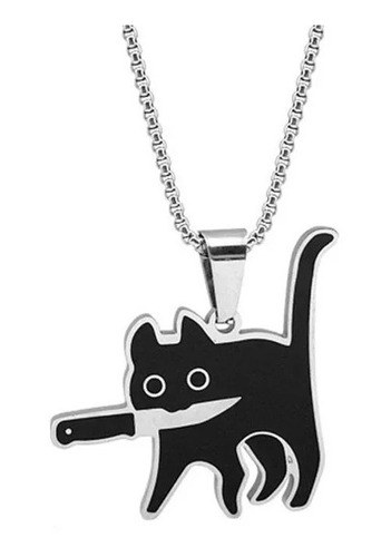 Collar Dije Kawaii Gato Killer Acero Inoxidable Unisex 