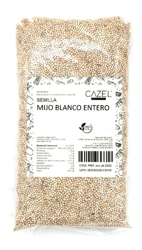Imagen 1 de 2 de Mijo Blanco Entero Premium 1kg