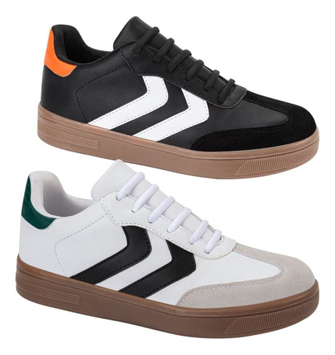 Tenis De Moda Kir De 2 Pares Negro Blanco Skate Mujer