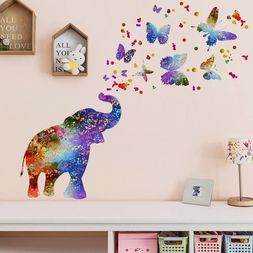 Calcomanías Creativas De Pared De Elefante Colorido Calcoman