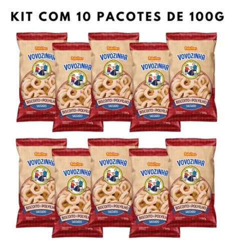 Pack 10 Biscoitos Polvilho Infantil Lanchinhos P/ Crianças