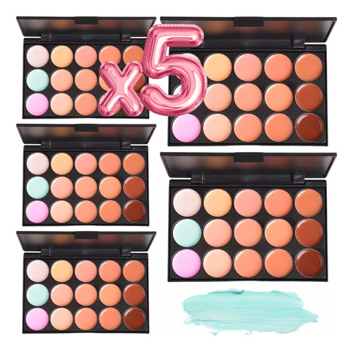 5 Paleta De 15 Correctores Granos Maquillaje Contorno Tono Correctores Maquillaje