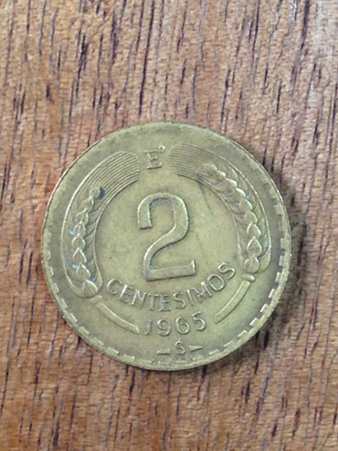 Moneda Antigua Chilena 2 Centésimos Año 1965 (Usado)