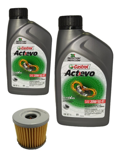 Aceite 20w50 Semi Sintetico Castrol X2 + Filtro Suzuki Gn125