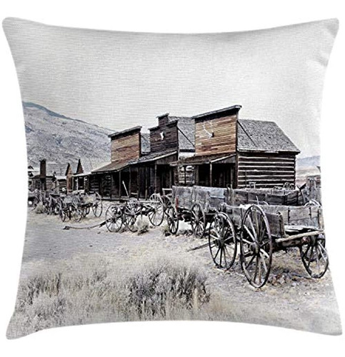 Ambesonne Western Throw Pillow Funda De Cojín, Viejos Vagone