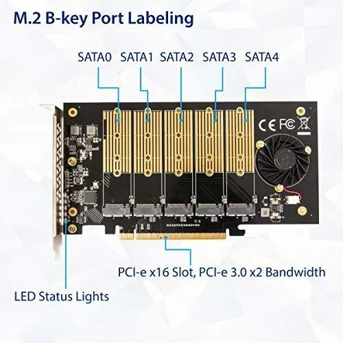 Tarjeta De Expansión Pci-e 3 0 X2 Para 5 Ssd M 2 Sata - Si-