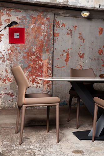 Juego De Comedor Mesa Rectangular 90x180 Silla Cuero Café Color Marrón Claro Diseño De La Tela De Las Sillas Liso