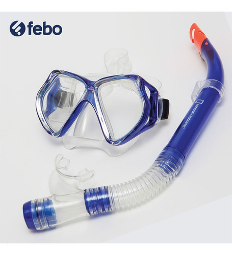 Imagen 2 de 5 de Set Completo De Buceo Snorkel Tuny2 National Geographic Azul