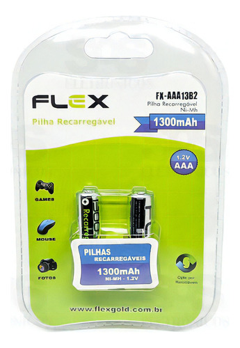 Pilha Recarregável Flex Aaa Com 2 Blisters Fx-aaa13lb2