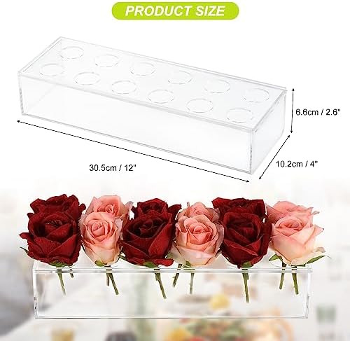 Jarrón Acrílico Uxcell, Centro De Mesa Rectangular Con Estam