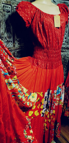 Vestido Cigano Medieval Artesanal Em Patchwork Viscose