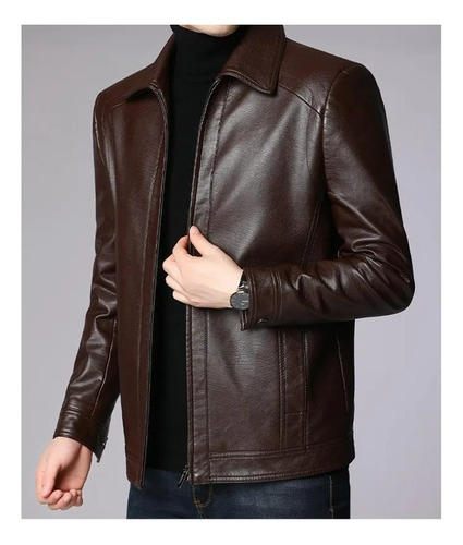 Chaqueta Casual De Piel Fina For Hombre