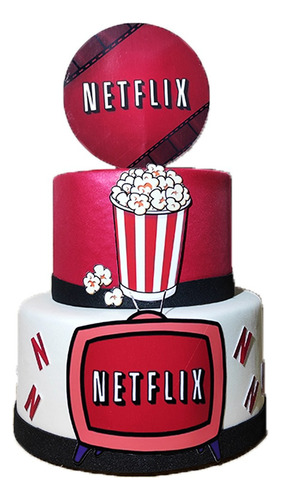 Bolo Fake / Falso No Tema Netflix Pipoca E Filme