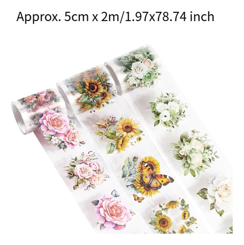 Conjunto De 3 Rolos De Fita Washi De Flores Para Artesanato