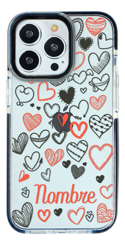 Funda Para iPhone Corazones Personalizada Con Nombre