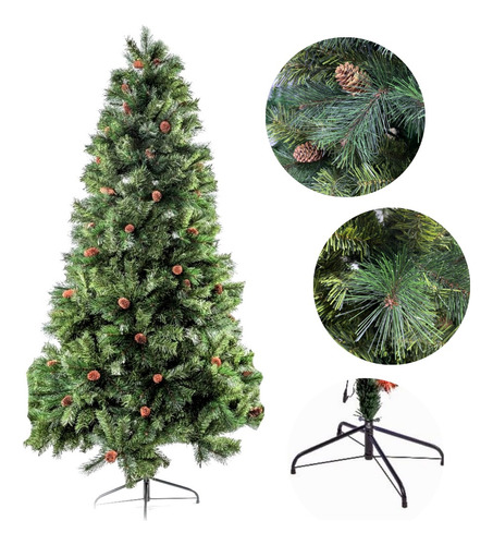 Árbol De Navidad Pino Verde Con Piñas Tradicional 150cm 