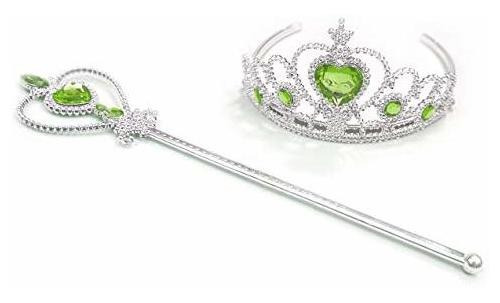 Kuzhi Frozen Crown Tiara Y Wand Set  Silver Heart Xn55p