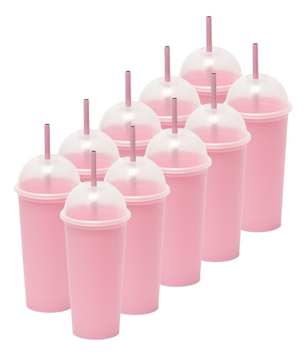 30 Vasos Reusables Saturn 20 Oz Con Tapa Domo Tipo Frappe Color Rosa Pastel MEGA SATURN