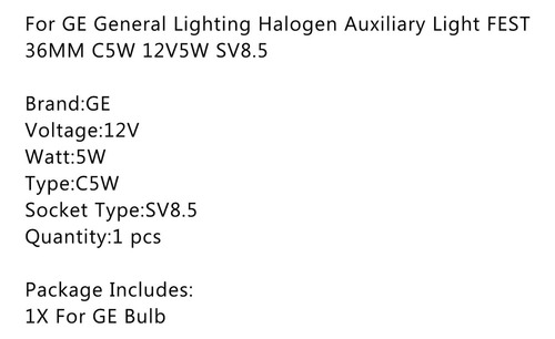 Lámpara Halógena Auxiliar Led Ge General, 36 Mm, C5w Sv8.5