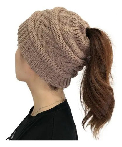 Gorro Con Abertura De Lana Cabello Largo Cola Mujer Dama