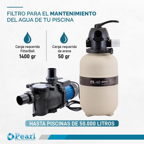 Imagen 4 de 10 de Combo Filtro Arena Fs40 + Bomba Pileta Pearl 0.33 Hp