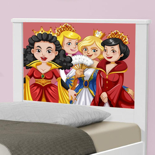 Cama Solteiro Adesivada Princesas Medievais Com Colchão Cor Branco