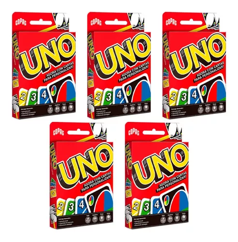 5 Baralhos De Cartas Jogo Uno Original Mattel Copag