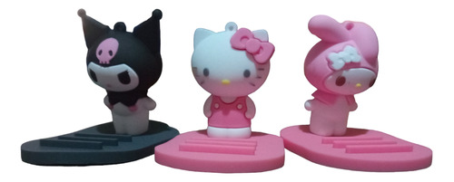 Set De 3 Base Para Celular Sanrio Kuromi, Kitty Y Melody