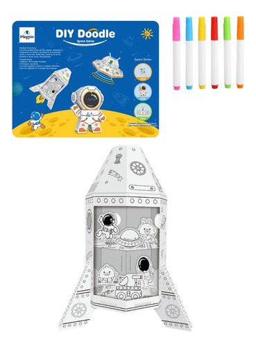 Pingüe | Figura Nave Espacial Armable De Cartón Para Pintar