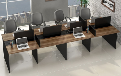 Imagem 2 de 6 de Mesa Escritório Plataforma 8 Lugares 3,60x1,20 Pront Entrega