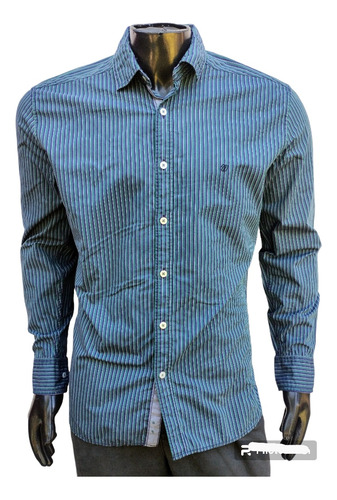 Camisa Wrangler Talle M A Rayas Verde Y Negro 