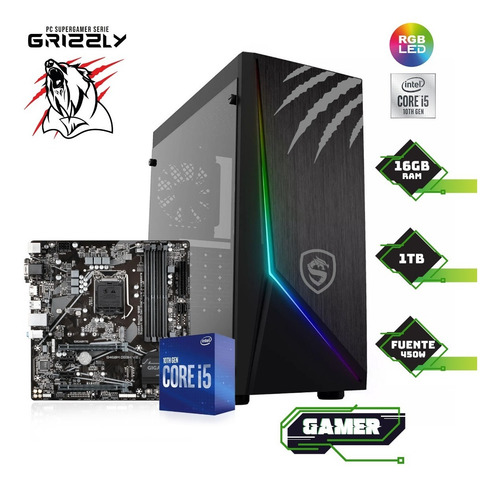 Imagen 2 de 10 de Pc Gamer Grizzly Intel Core I5 10400 16gb Ddr4 Ssd 500gb 1tb