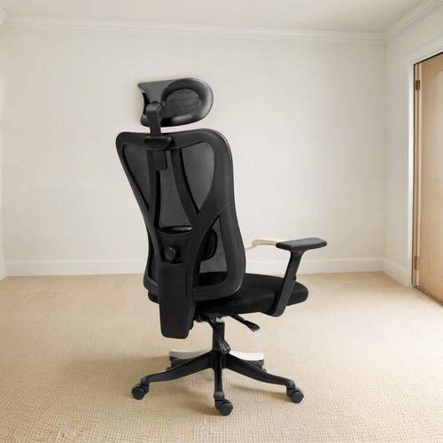 Silla Ergonómica de Oficina Reclinable con Ruedas y Cabecera Color Negro Vidita RB90017
