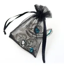 Comprar 100 Saquinhos De Organza Cristal Preto 10x15cm. Saco Organza
