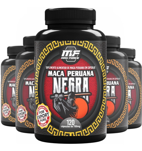 Kit 2 Potes Maca Peruana Negra Max Force 100% Pura 240 Caps