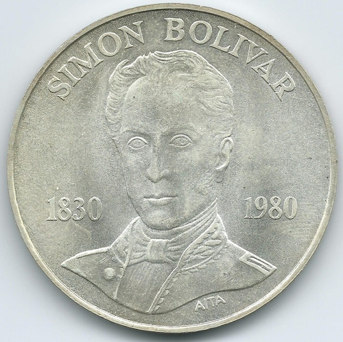  Moneda De Plata Simón Bolívar 1980 + Capsula Lighthouse