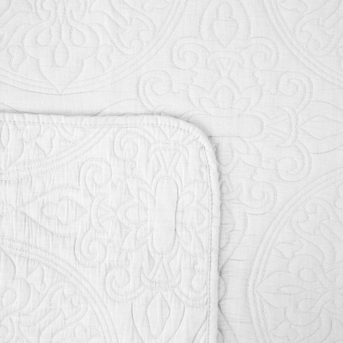 Imagen 5 de 9 de Cubrecama Algodón Jacquard Importado + Funda - Twin Blanco