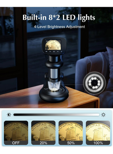 Handheld Digital Microscope With 2 Lcd Screen,1000x