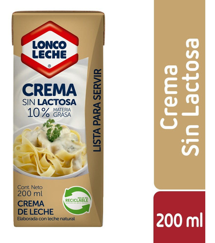 Crema De Leche Loncoleche Sin Lactosa 200 Ml