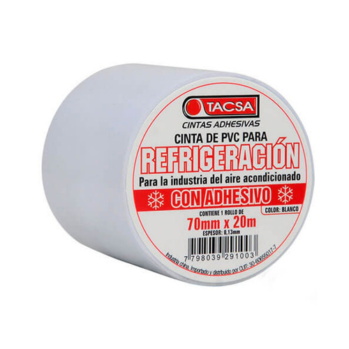 Cinta Pvc Tacsa Refrigeracion Con Adhesivo Blanco 70mm X 20m