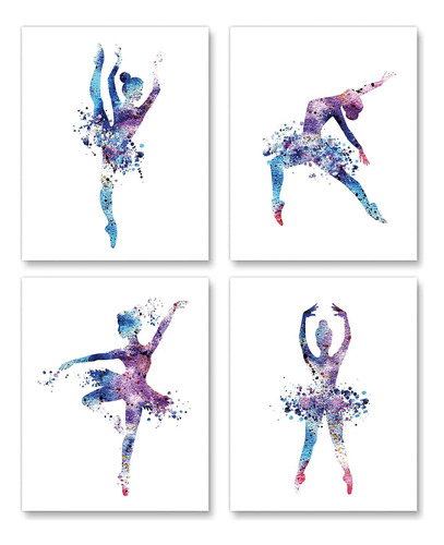 Impresiones De Ballet En Acuarela, Bailarinas, Arte De Pared