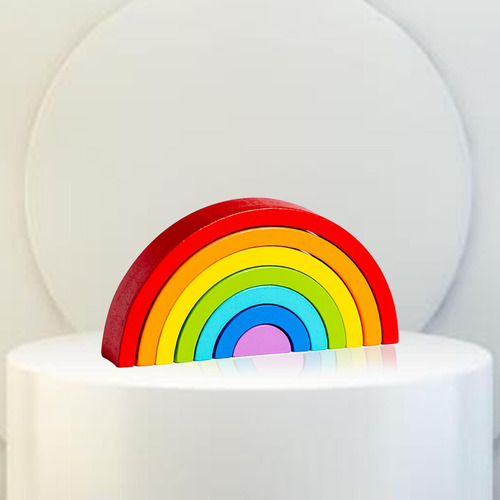 Wooden Rainbow Stacker Development Montessori Blocks Toys