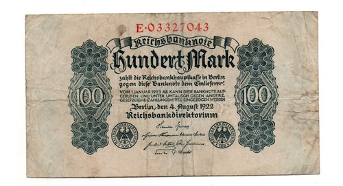 Alemania Weimar Billete 100 Marcos Año 1922 P#75
