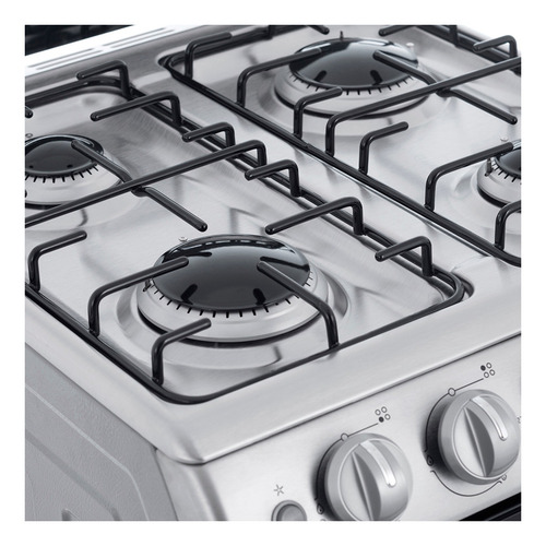 Imagen 6 de 7 de Cocina Patrick Diseño CP6855AI gas natural 4 hornallas inoxidable 220V puerta con visor