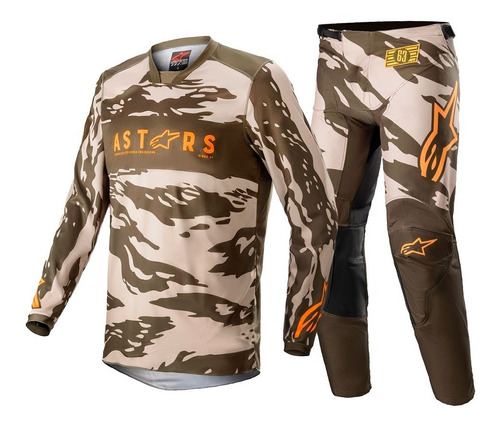 Conjunto Alpinestars 22 Racer Tactical Areia/tangerina