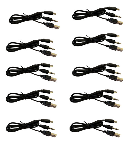Cable Usb A Mini Usb V3 Y Auxiliar Plug 3.5 Mm Pack 10 Pzas