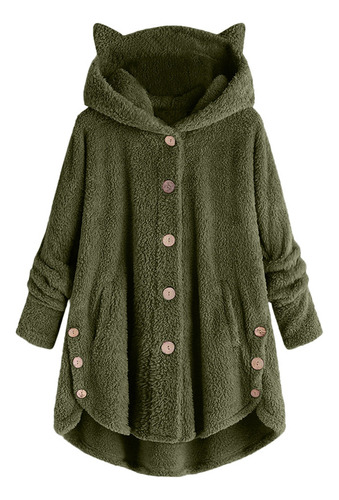 Chaqueta De Punto Keep Warm Para Mujer, Con Capucha, Orejas